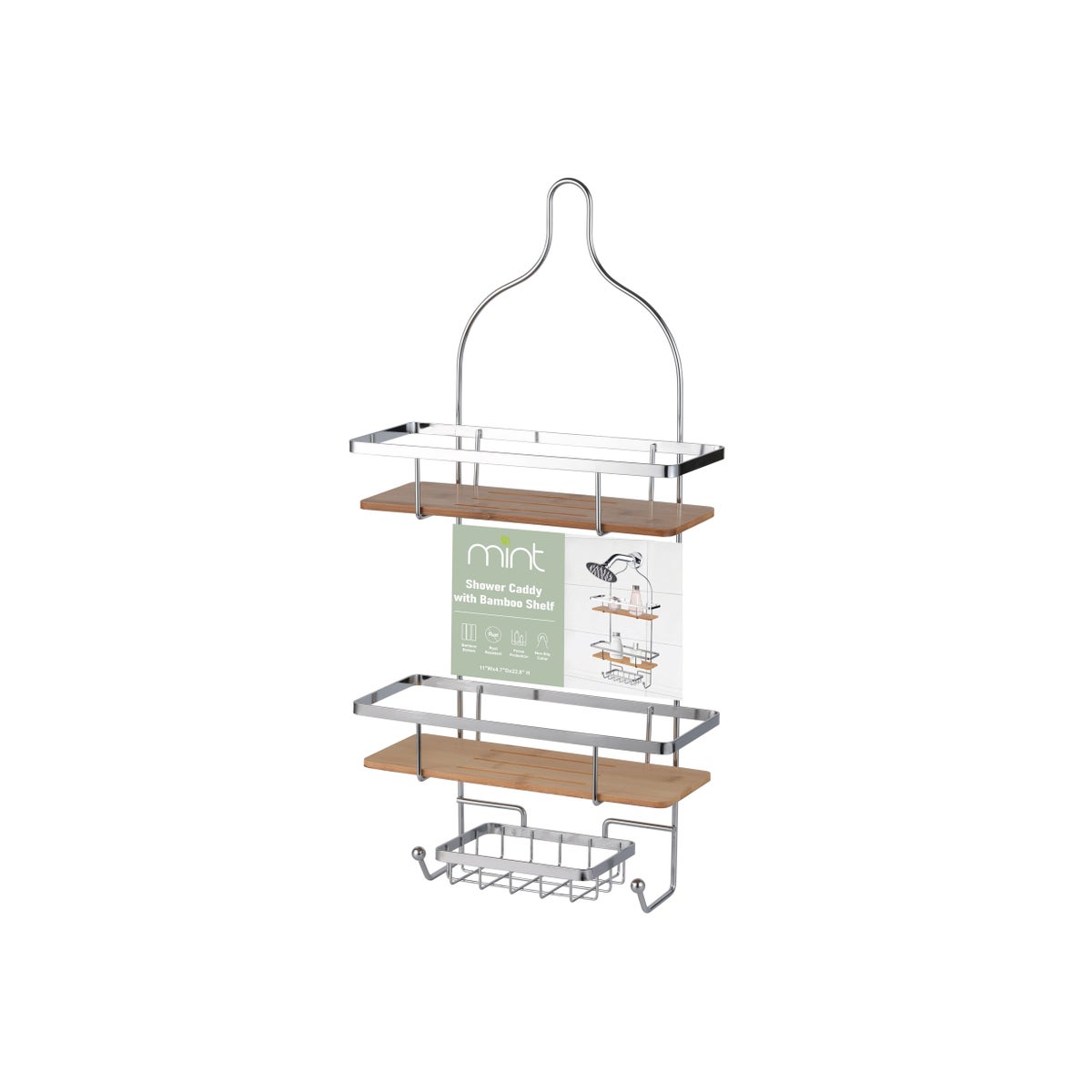 Shower Caddy Bamboo Base Chrm