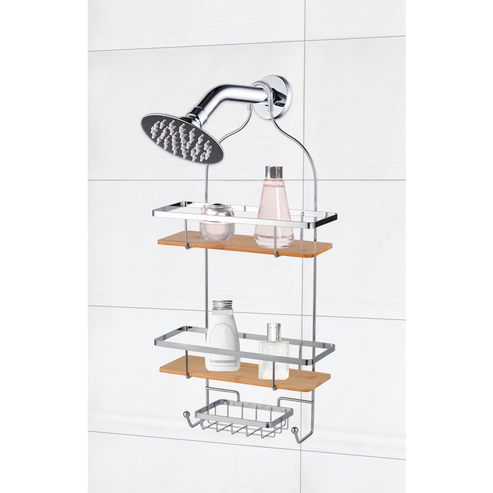 Shower Caddy Bamboo Base Chrm