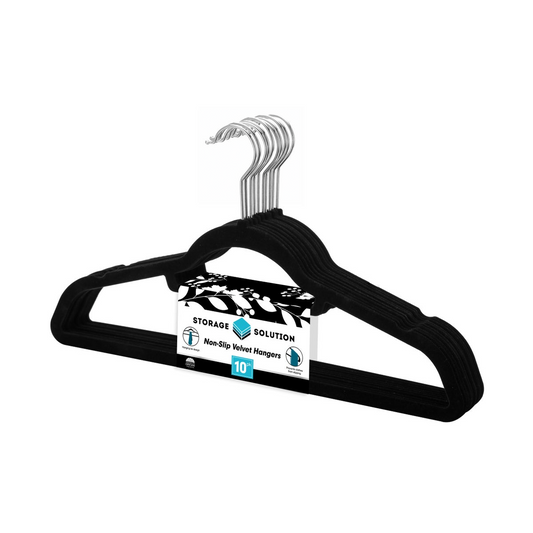Non-Slip Velvet Hangers 10pk Black