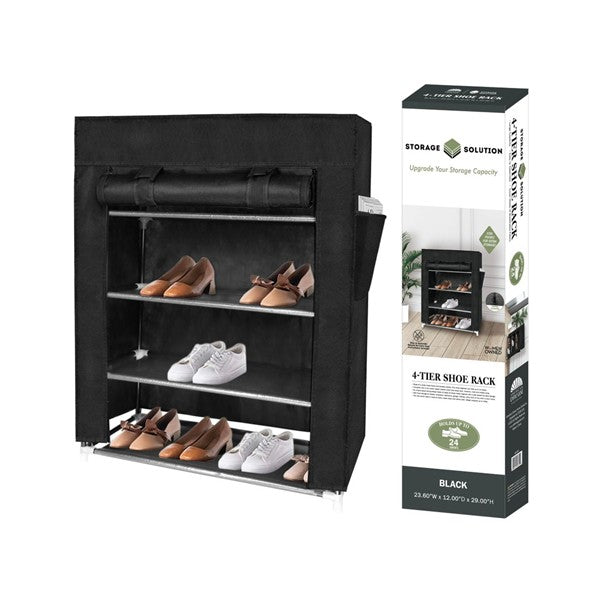 Shoe Rack 4 Tier 24Shoes Black