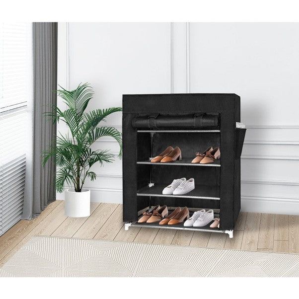 Shoe Rack 4 Tier 24Shoes Black