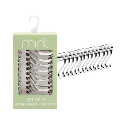 Shower Curtain Rings 12pc Set Chrome