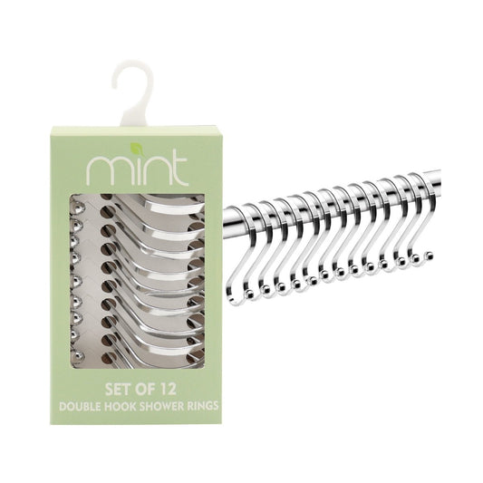 Shower Curtain Rings 12pc Set Chrome