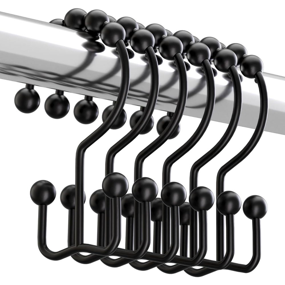 Metal Shower Curtain Rings 12pc Set Blk