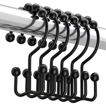 Metal Shower Curtain Rings 12pc Set Blk