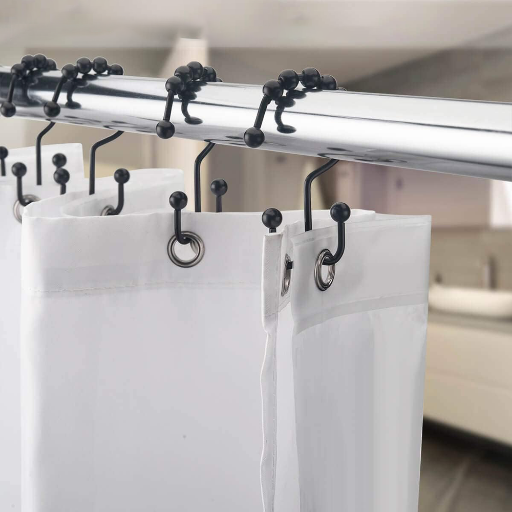 Metal Shower Curtain Rings 12pc Set Blk