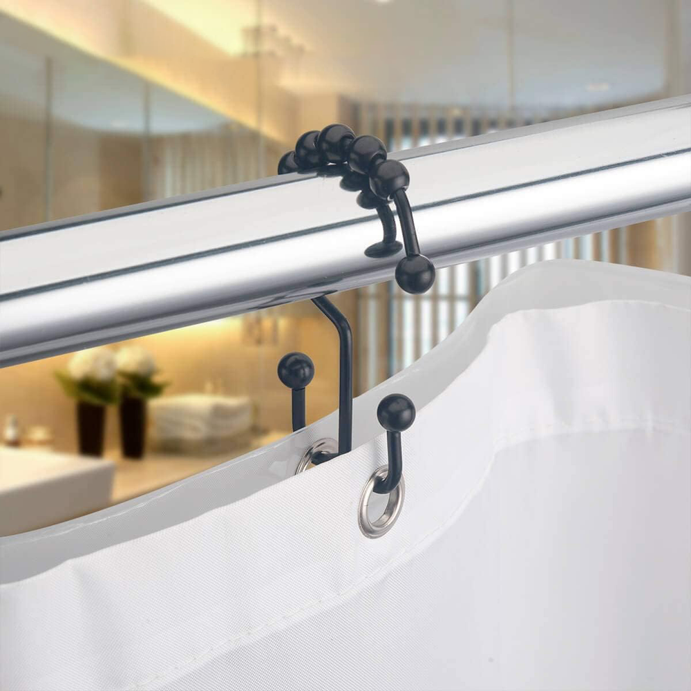 Metal Shower Curtain Rings 12pc Set Blk