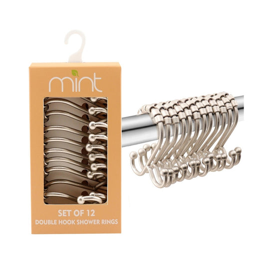 Metal Shower Curtain Rings 12pc Set Chrome