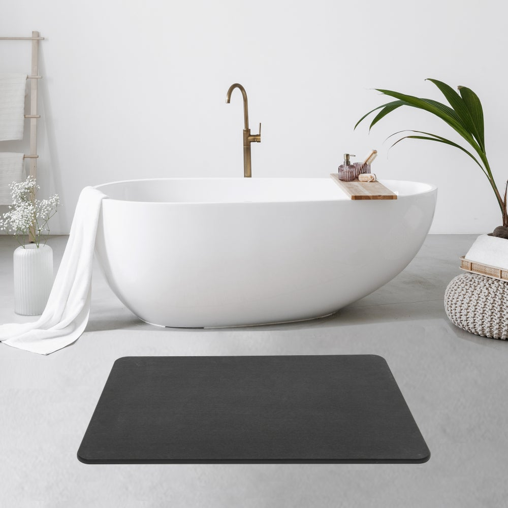Bath Mat Stone Matt Black