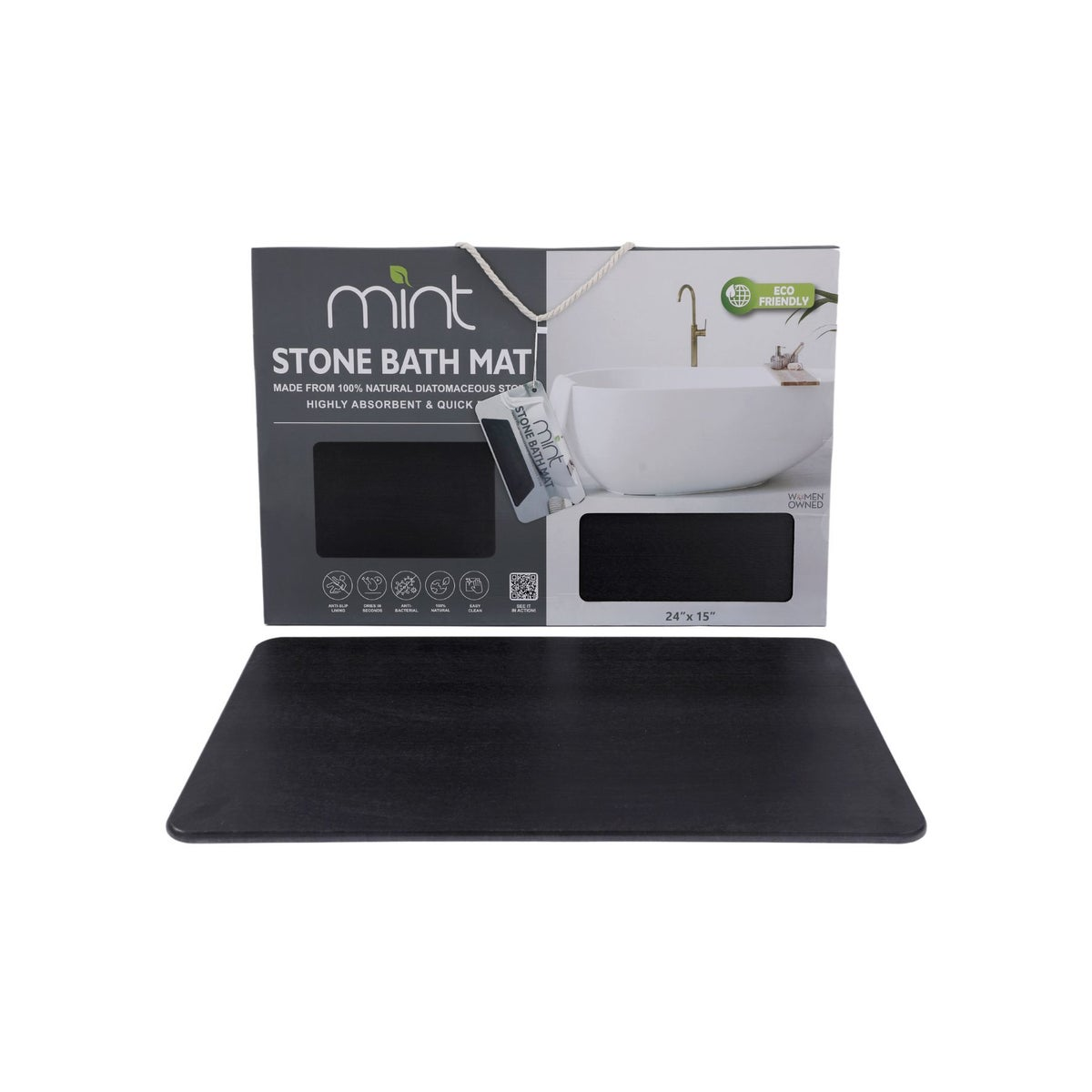 Bath Mat Stone Matt Black
