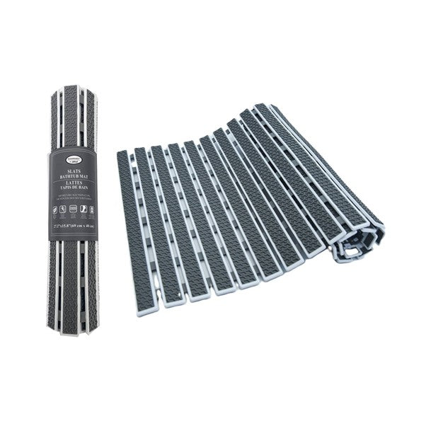 Bathtub Mat 27x16in Grey Slats