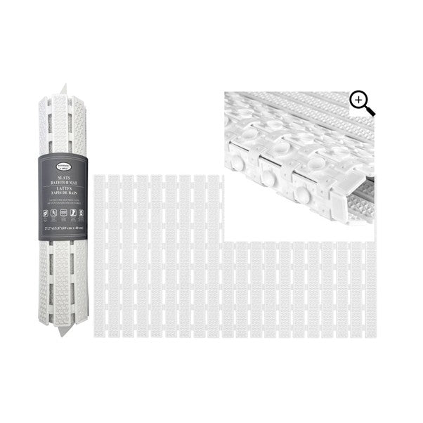 Bathtub Mat 27x16in Wht Slats