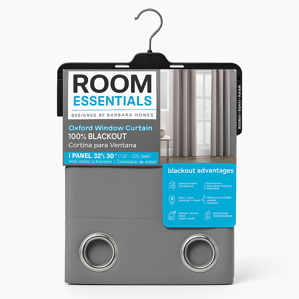 Blackout Grommet Curtain Grey 52x90in
