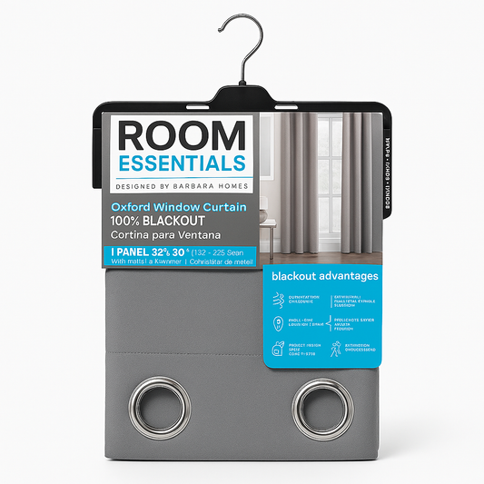 Blackout Grommet Curtain Grey 52x90in