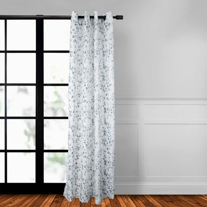 Window Curtain Faux Silk Multi blue flwr 1pc