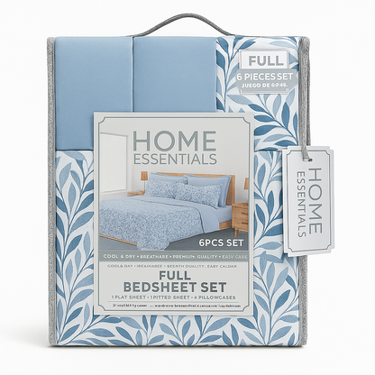 Bed Sheet Set Full 6 Piece Assorted
