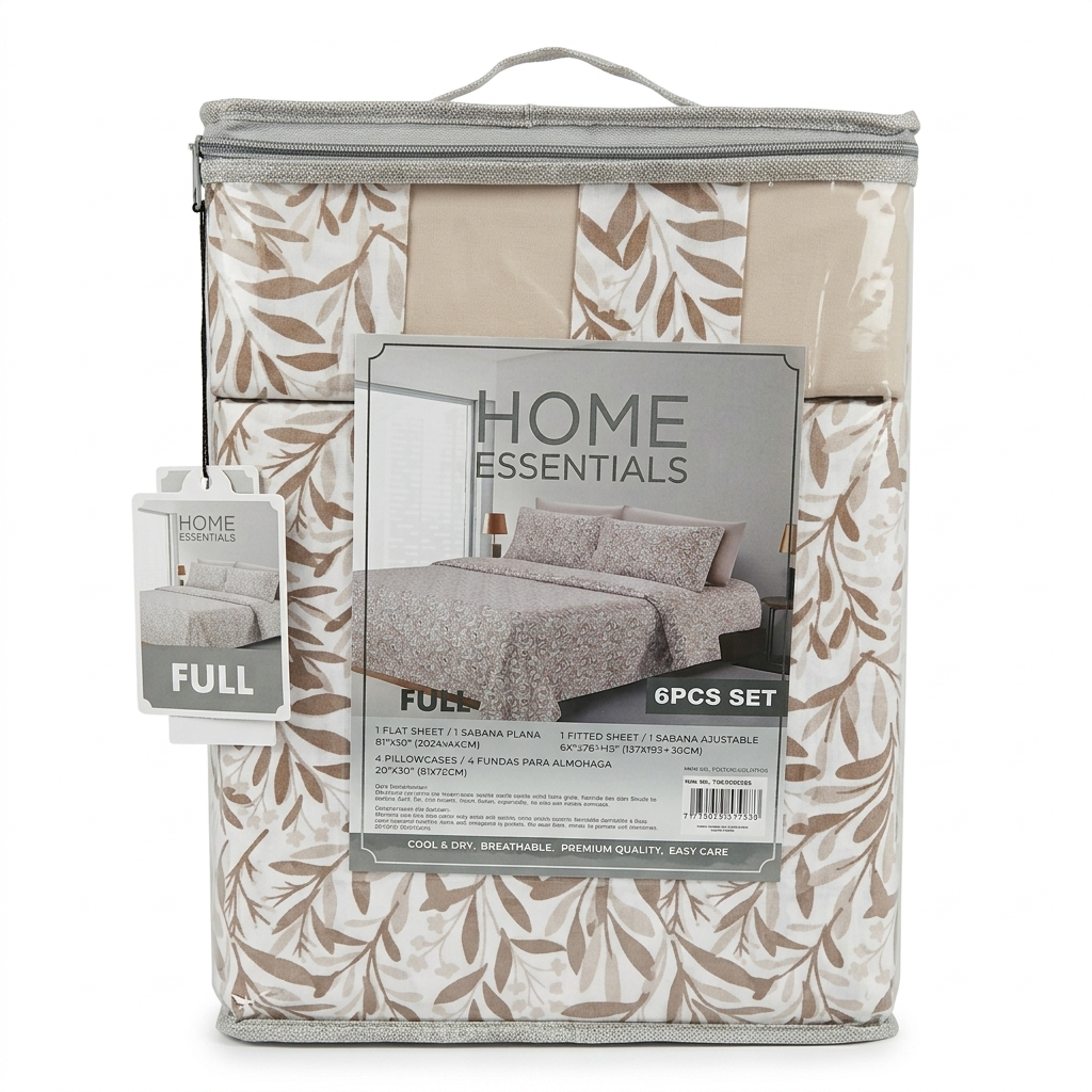 Bed Sheet Set Full 6 Piece Assorted