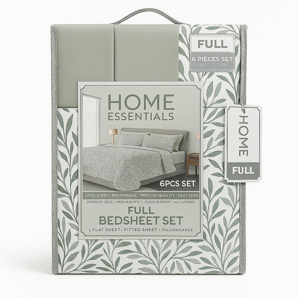 Bed Sheet Set Full 6 Piece Assorted
