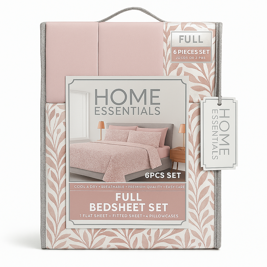Bed Sheet Set Full 6 Piece Assorted