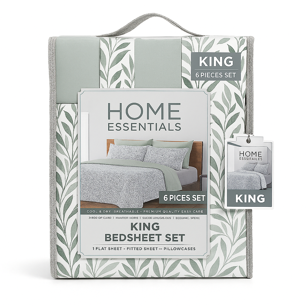 Bed Sheet Set King 6 Piece