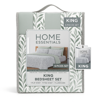 Bed Sheet Set King 6 Piece