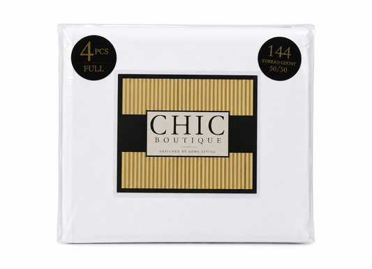 Bedsheet Set White 4pc Full 144 TC