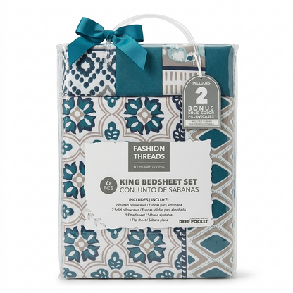 Bedsheet Set King 6 piece Assorted