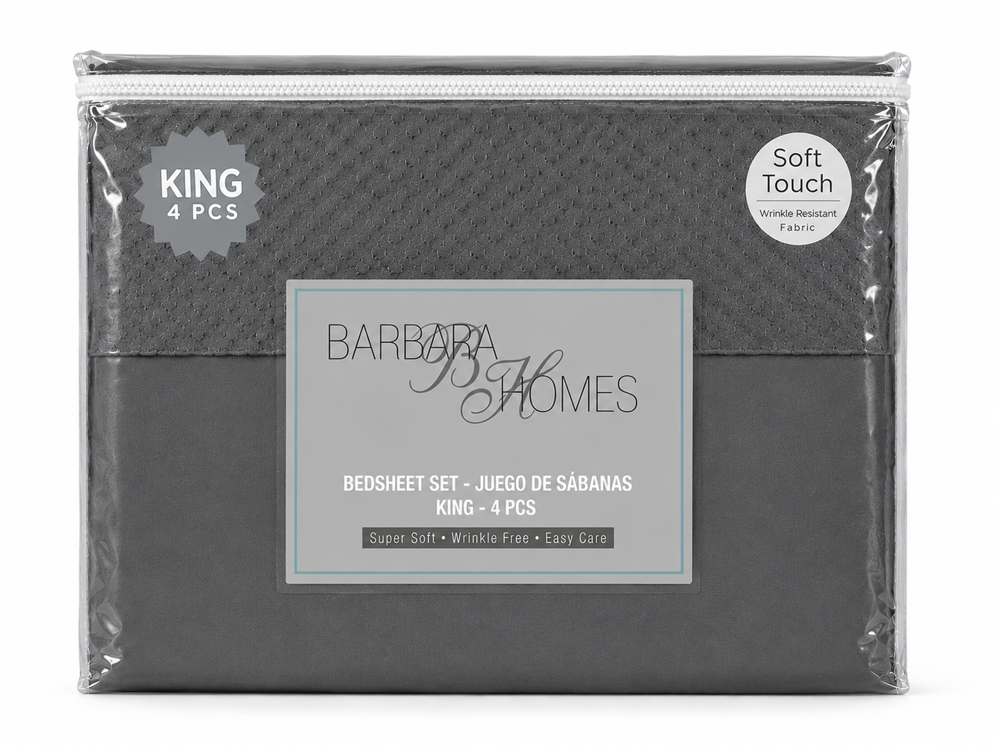 Bed Sheet Set King 4 Piece Assorted Solid Colours