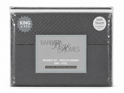 Bed Sheet Set King 4 Piece Assorted Solid Colours