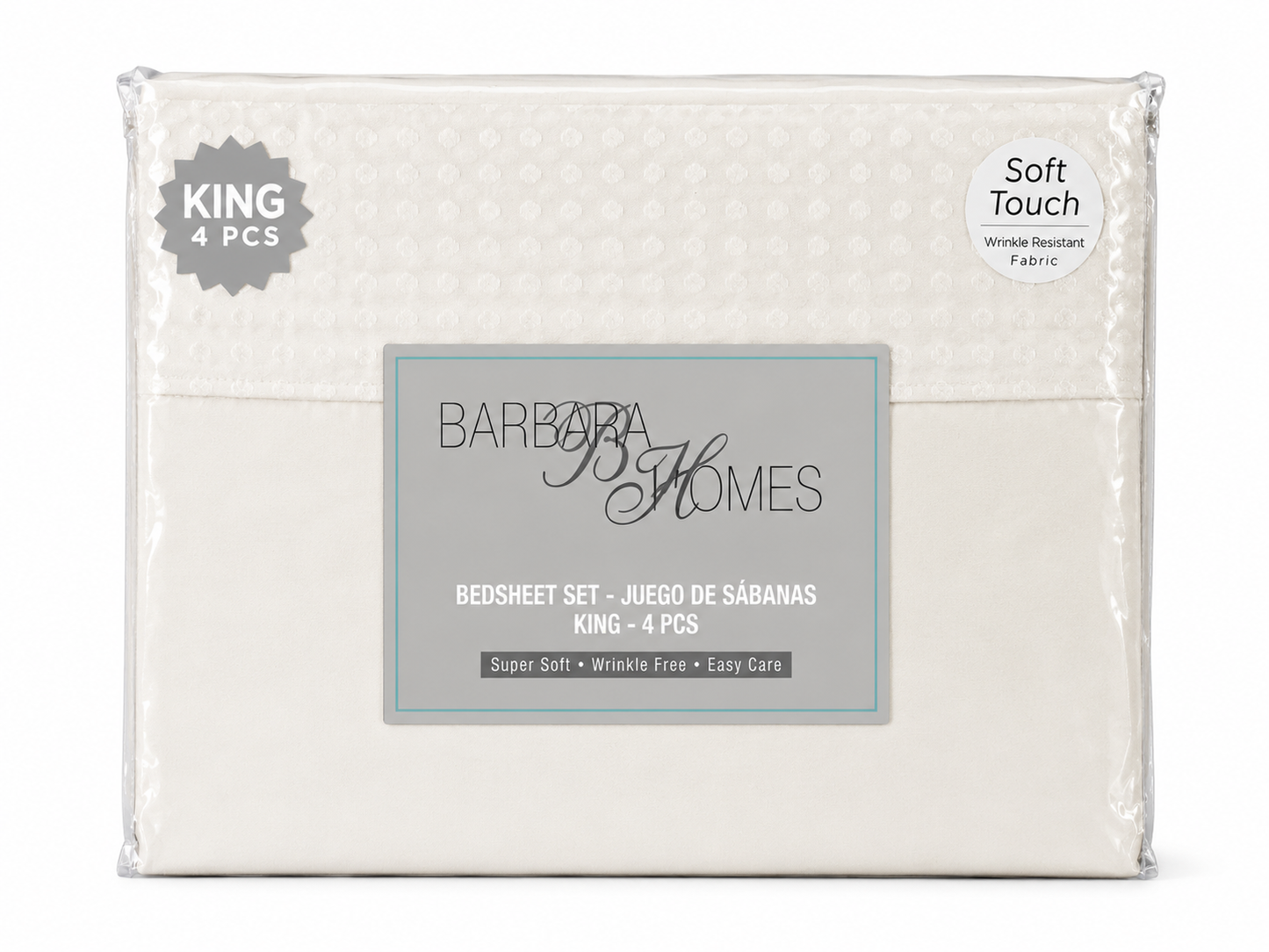 Bed Sheet Set King 4 Piece Assorted Solid Colours