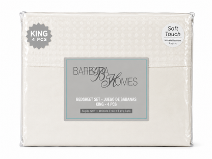 Bed Sheet Set King 4 Piece Assorted Solid Colours
