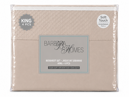 Bed Sheet Set King 4 Piece Assorted Solid Colours