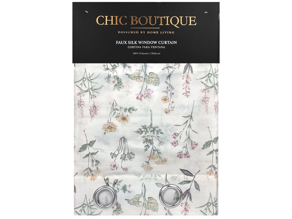 Window Curtain Faux Silk Cream Multi 1pc