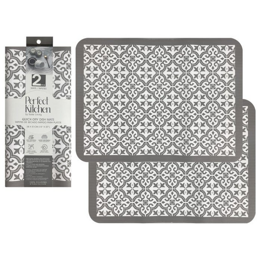 Quick Dry Dish Mat 2pc Set Encaustic