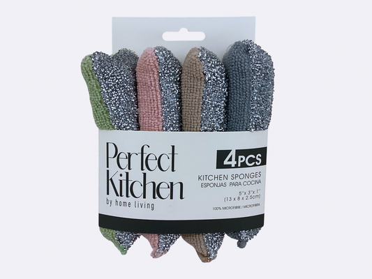 Kitchen Sponge Micro Fib w Scrbr 4pc set