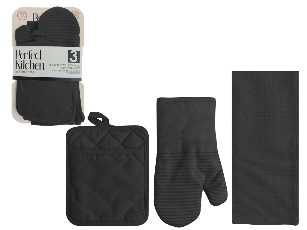 Kitchen Towel Set 3pc Black
