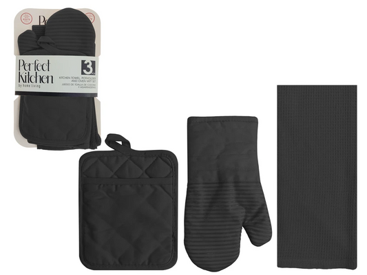Kitchen Towel Set 3pc Black