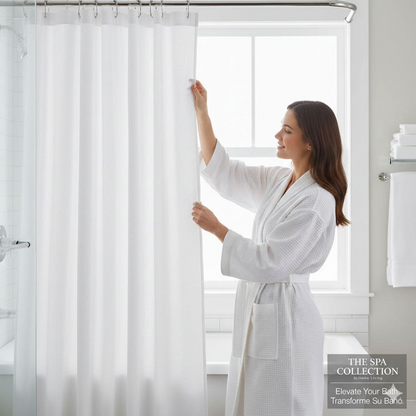 Shower Curtain with Hooks White