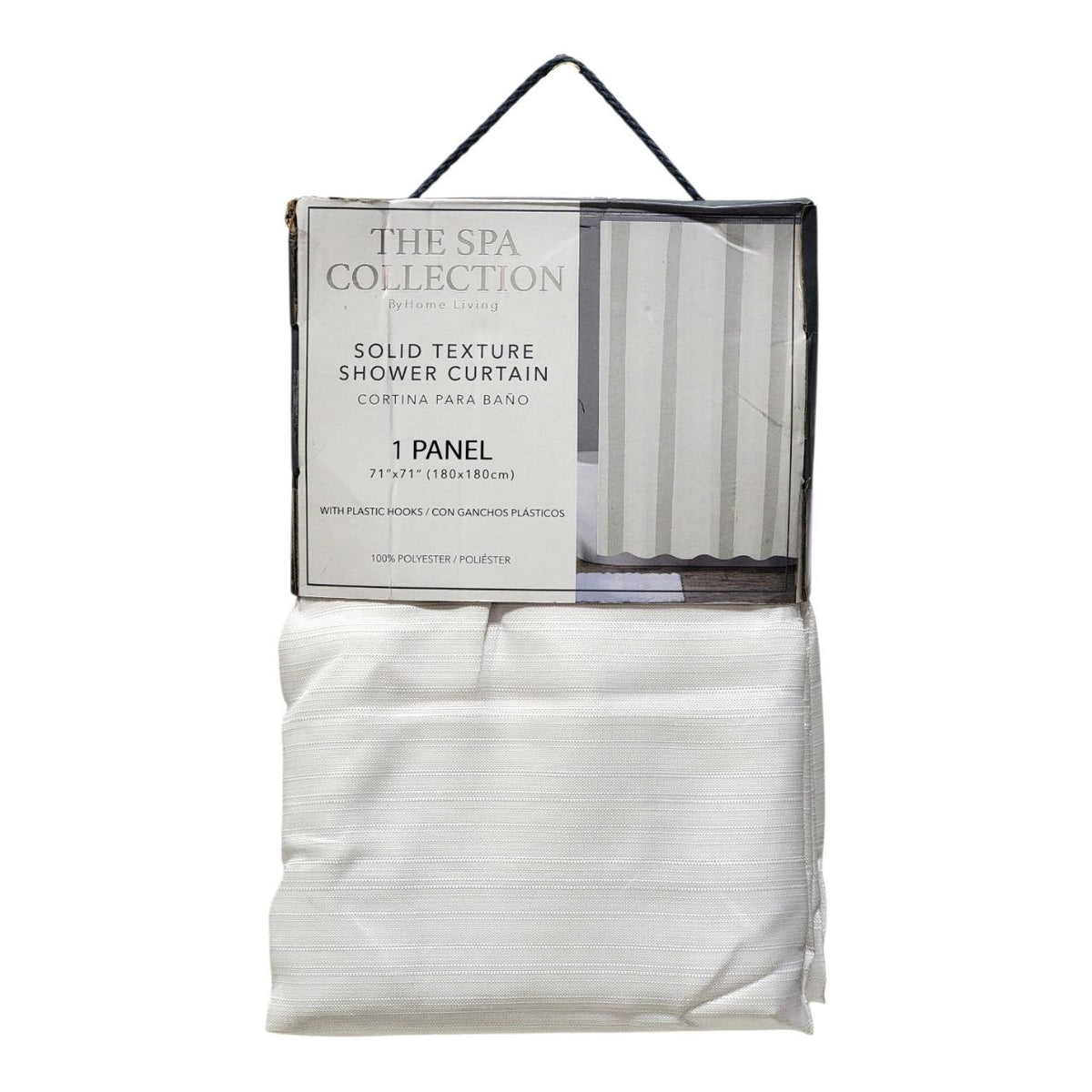 Shower Curtain with Hooks White