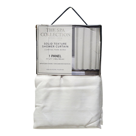 Shower Curtain with Hooks White