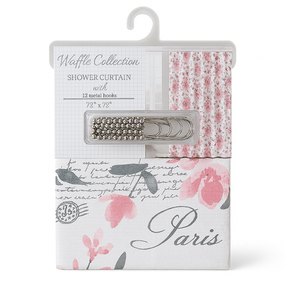 Shower Curtain with Metal Hooks Assorted