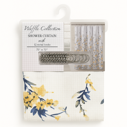 Shower Curtain with Metal Hooks Assorted