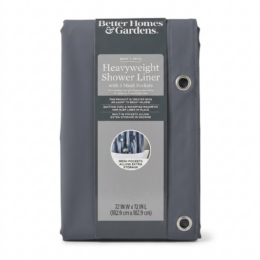 Heavyweight Shower Liner with 5 Mesh Pockets