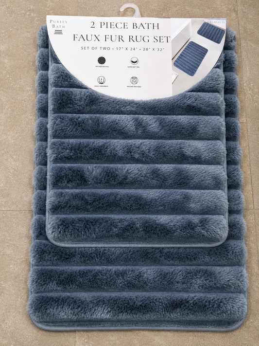 Faux Fur Rug 2pc 20x32 Grey