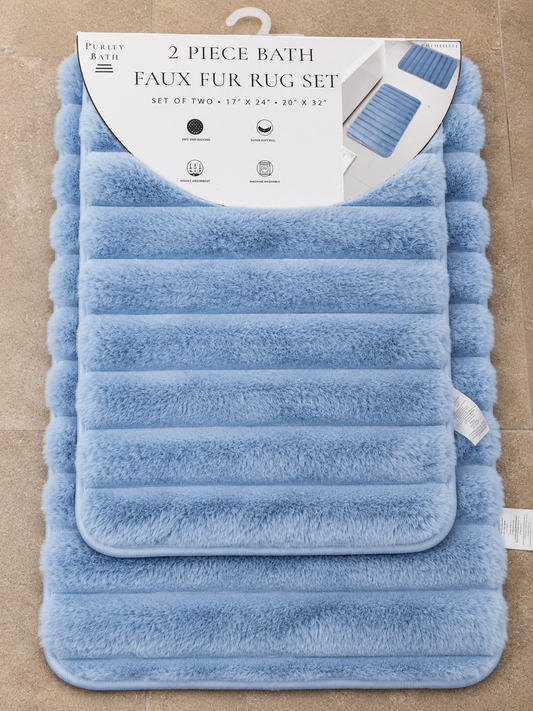 Faux Fur Rug 2pc 20x32 Lt Blue