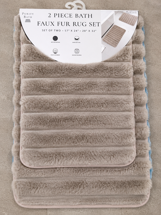 Faux Fur Rug 2pc Taupe