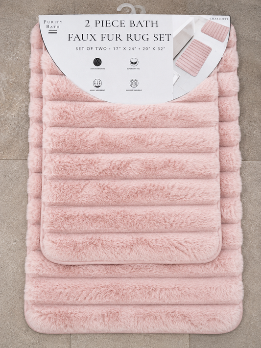 Faux Fur Rug 2pc 20x32 Pink