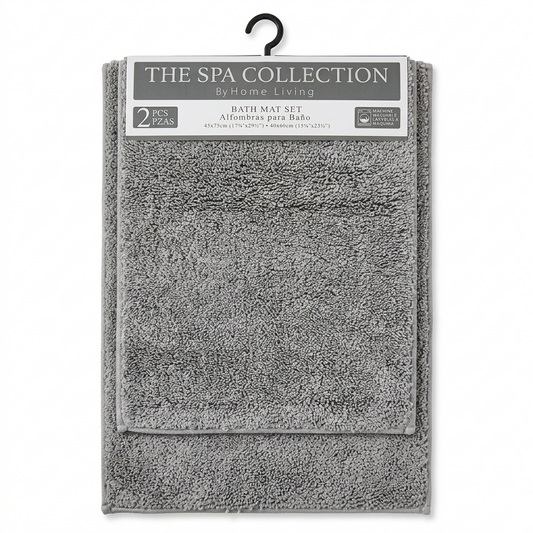 Bath Mat Set 2 piece Silver Grey
