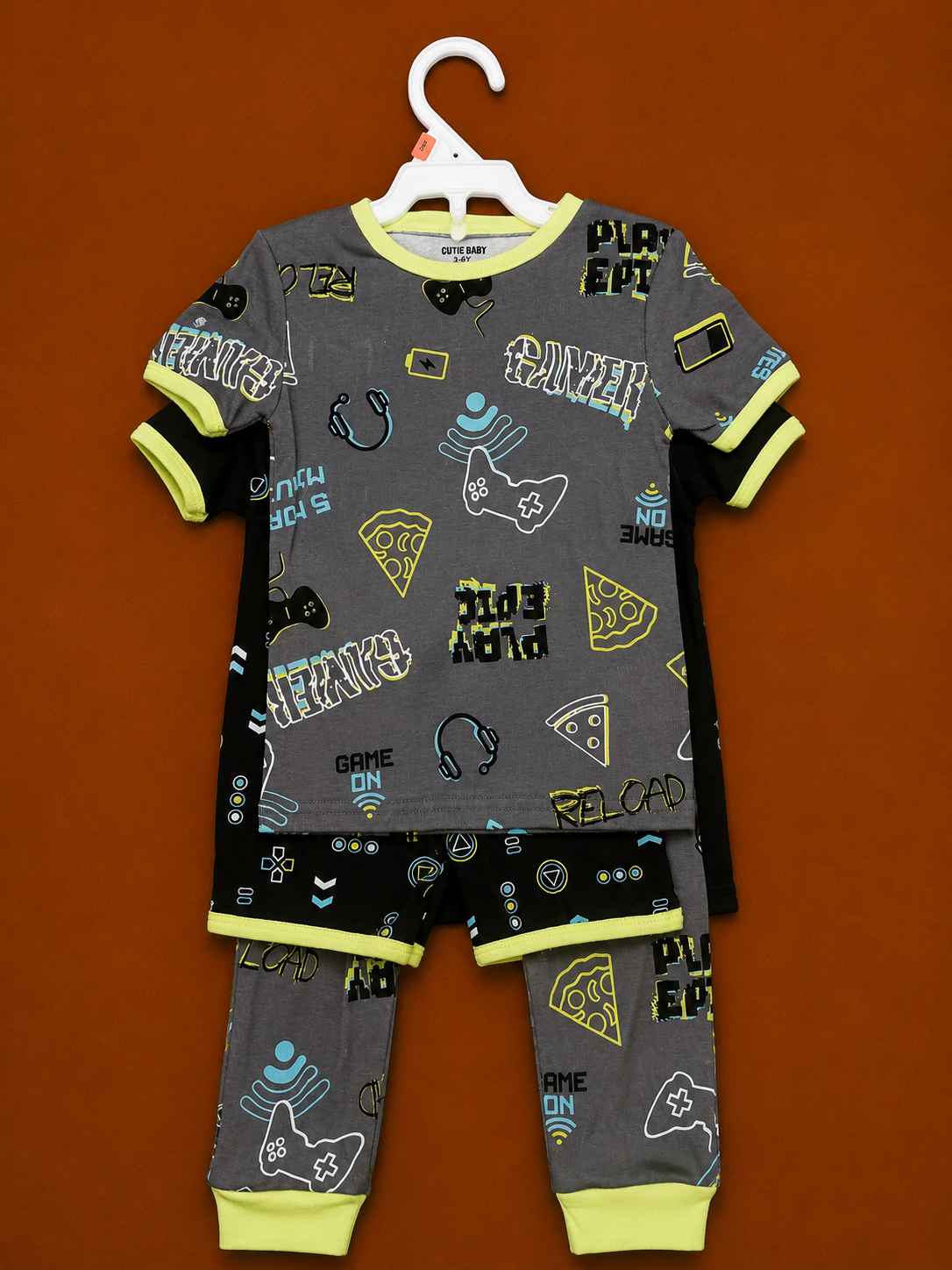 Boys Tee Shirt/Pants Gamer Set 4Pcs