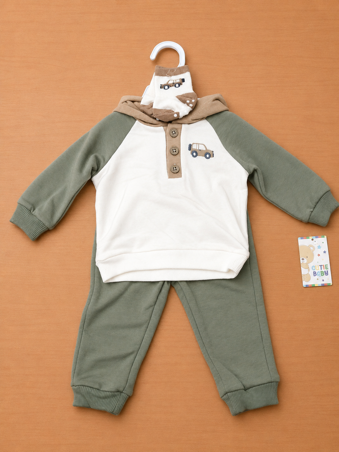 Baby Boys 3Pc Pants Set Olive